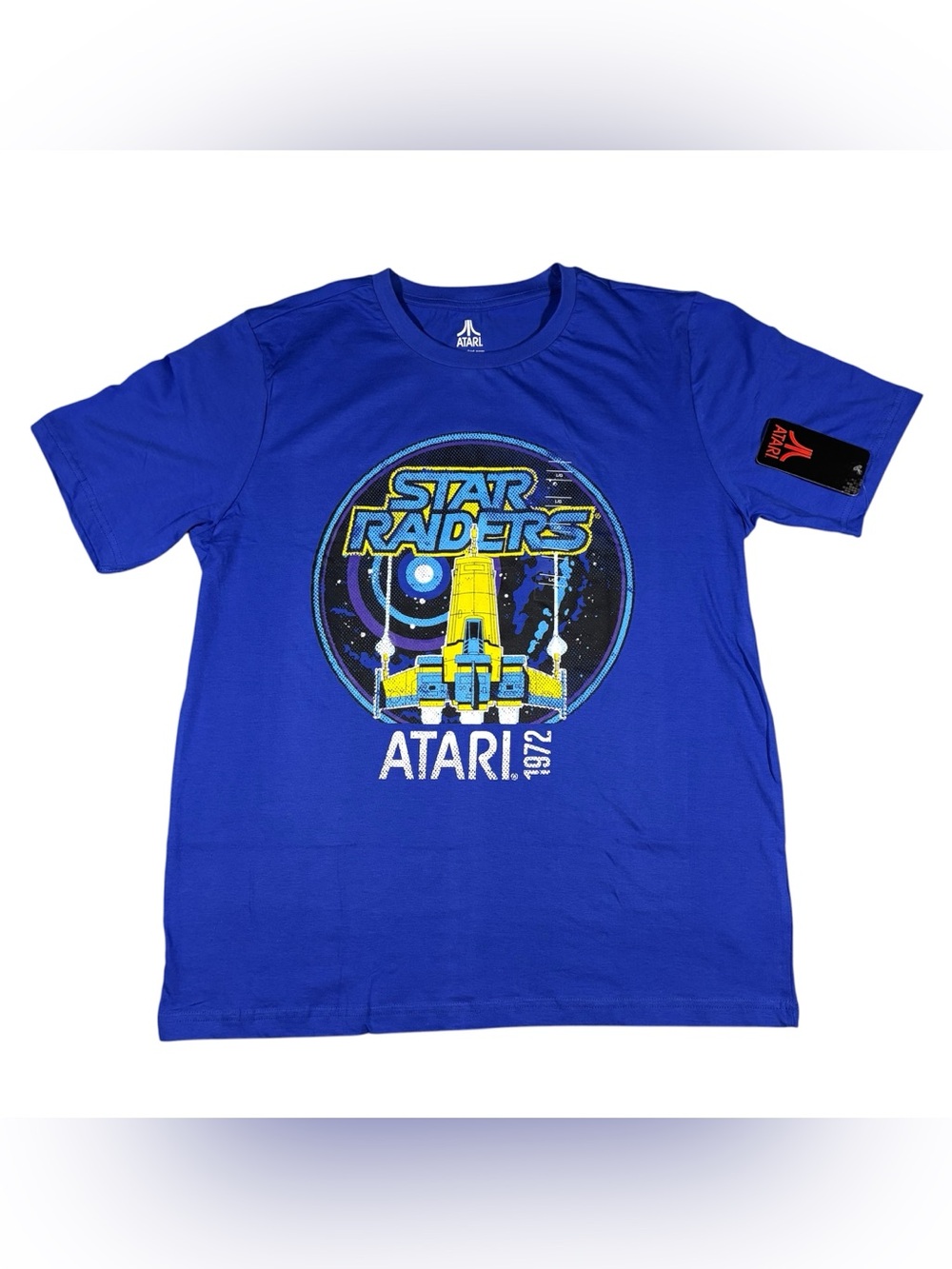 Atari Star Raiders Blue Size Large Short Sleeve Graphic Video Game T-shirt